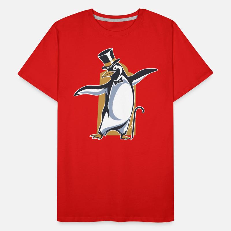 Pingouin en queue de pie avec chapeau haut de forme dansant T-shirt bio Premium Homme