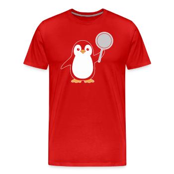Penguin with pan illustrations for - Men's Premium Organic T-Shirt - red - Front - Damien (186cm)