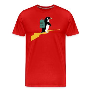 Penguin Hiker With Backpack Hiking Hiker - Men's Premium Organic T-Shirt - red - Front - Damien (186cm)