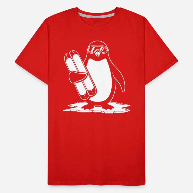 Pinguin Mit Ski Und Brille Auf Eis Männer Premium Bio T-Shirt