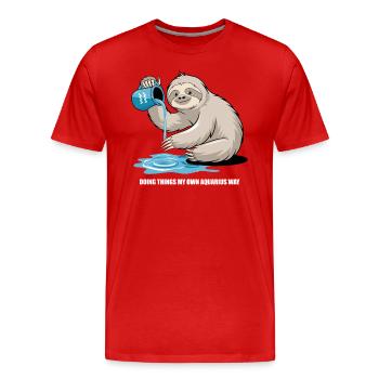 Paresseuse Verseau : faites-le à votre façon - T-shirt bio Premium Homme - rouge - Devant - Damien (186cm)