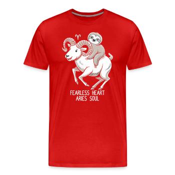 Furchtloses Herz, Widder Seele Soth - Männer Premium Bio T-Shirt - Rot - Vorne - Damien (186cm)