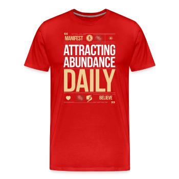 Citation sur la prospérité de l’attraction quotidienne - T-shirt bio Premium Homme - rouge - Devant - Damien (186cm)