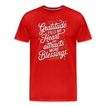 La gratitude remplit mon cœur et attire plus de bénédictions - T-shirt bio Premium Homme - rouge - Devant - Damien (186cm)