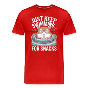 Un hamster nage pour se grignoter - Just Keep Swimming - T-shirt bio Premium Homme - rouge - Devant - Damien (186cm)