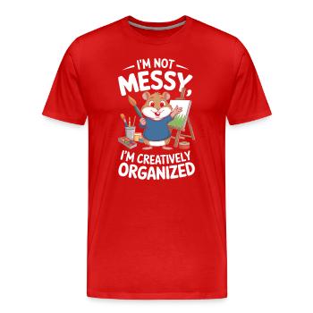 Je ne suis pas chaotique, artiste, peintre, créatif - T-shirt bio Premium Homme - rouge - Devant - Damien (186cm)