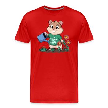 Ich Wachse Auf Dir, Oder? - Männer Premium Bio T-Shirt - Rot - Vorne - Damien (186cm)