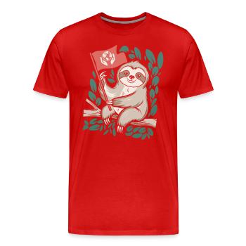 Umweltfreundliches Faultier Mit Umweltflagge - Männer Premium Bio T-Shirt - Rot - Vorne - Damien (186cm)