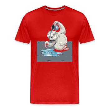 Verseau paresseux Illustration du zodiaque - T-shirt bio Premium Homme - rouge - Devant - Damien (186cm)