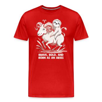 Bold, bold and born as an Aries - Aries Zodiac - Men's Premium Organic T-Shirt - red - Front - Damien (186cm)