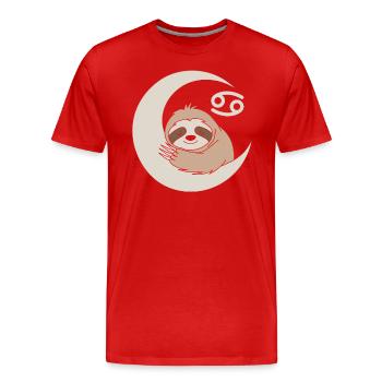 Cancer Signe du zodiaque Paresseux Câlins Lune - T-shirt bio Premium Homme - rouge - Devant - Damien (186cm)
