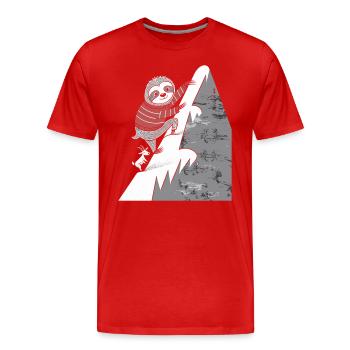 Capricorn zodiac sloth climbs the mountain - Men's Premium Organic T-Shirt - red - Front - Damien (186cm)