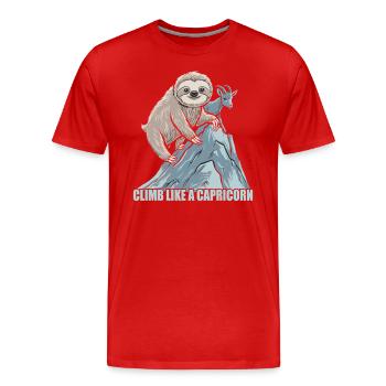 Klettere Wie Ein Steinbock: Sloth Motivation - Männer Premium Bio T-Shirt - Rot - Vorne - Damien (186cm)
