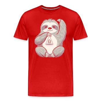 Waage Sternzeichen Faultier mit Omega Symbol - Männer Premium Bio T-Shirt - Rot - Vorne - Damien (186cm)