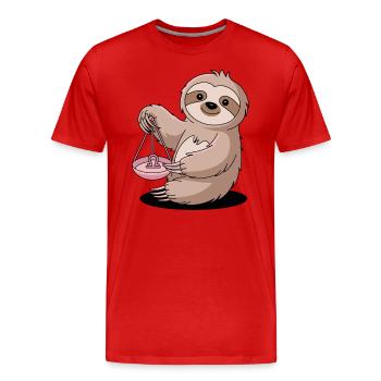 Signe du zodiaque Balance Paresseux avec Balance - T-shirt bio Premium Homme - rouge - Devant - Damien (186cm)