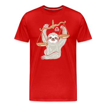 Balance Paresseux Signe du zodiaque Balance - T-shirt bio Premium Homme - rouge - Devant - Damien (186cm)