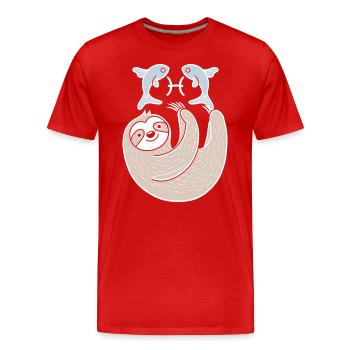 Rêve Poissons Zodiaque Paresseux avec Poisson - T-shirt bio Premium Homme - rouge - Devant - Damien (186cm)
