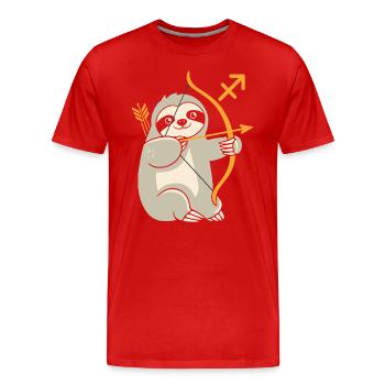 Sagittaire Zodiaque Paresseux Motif Drôle - T-shirt bio Premium Homme - rouge - Devant - Damien (186cm)