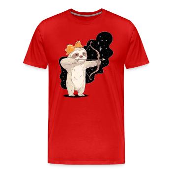 Schütze Sternzeichen Faultier mit Bogen und Pfeil - Männer Premium Bio T-Shirt - Rot - Vorne - Damien (186cm)
