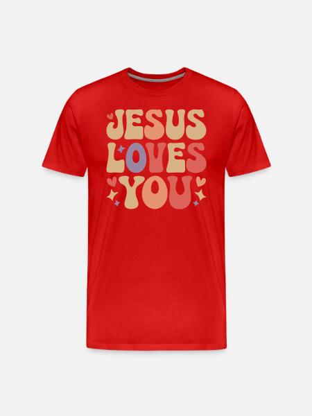 Jesus loves you Christian saying - Men's Premium Organic T-Shirt - red