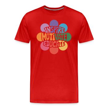 Teachers Inspire Motivate Educate Flower - Men's Premium Organic T-Shirt - red - Front - Damien (186cm)