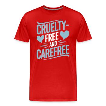 Végétarien végétalien sans cruauté et sans soucis - T-shirt bio Premium Homme - rouge - Devant - Damien (186cm)