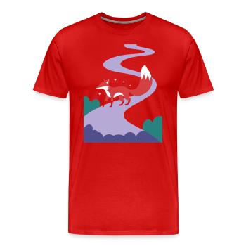 Renard sur le chemin magique de l’évasion fantastique - T-shirt bio Premium Homme - rouge - Devant - Damien (186cm)