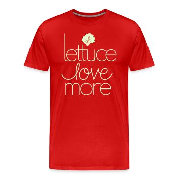 Laitue Amour Plus Végétalien Message Végétarien - T-shirt bio Premium Homme - rouge - Devant - Damien (186cm)