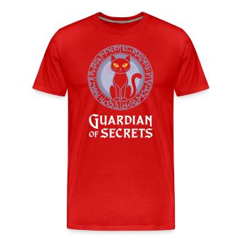 Guardian of Secrets Cat Mysticism - Men's Premium Organic T-Shirt - red - Front - Damien (186cm)