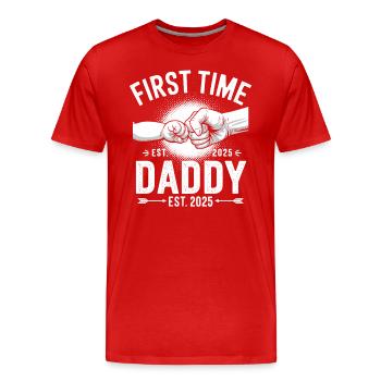 Papa pour la première fois depuis 2025 - T-shirt bio Premium Homme - rouge - Devant - Damien (186cm)
