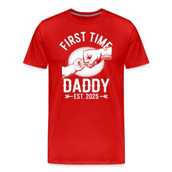 Première fois Papa Est. 2025 - T-shirt bio Premium Homme - rouge - Devant - Damien (186cm)