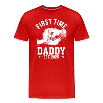 Première fois Papa Est. 2025 Pride - T-shirt bio Premium Homme - rouge - Devant - Damien (186cm)