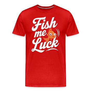Fish Me Luck Motif de pêche amusant - T-shirt bio Premium Homme - rouge - Devant - Damien (186cm)