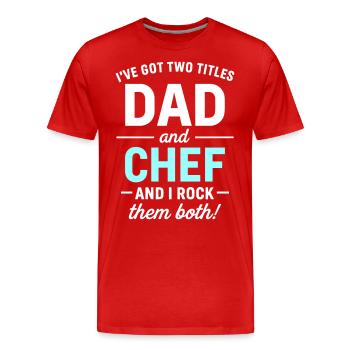 Papa und Chef Vatertagsdesign - Männer Premium Bio T-Shirt - Rot - Vorne - Damien (186cm)