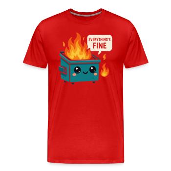 Mème d’incendie de benne à ordures - T-shirt bio Premium Homme - rouge - Devant - Damien (186cm)