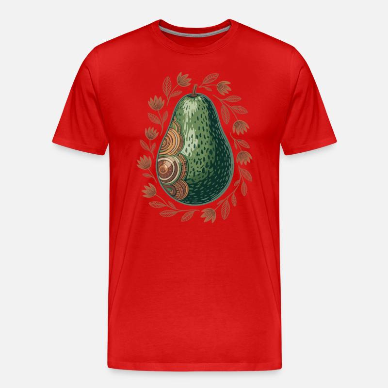 Künstlerische Avocado Boho - Männer Premium Bio T-Shirt - Rot