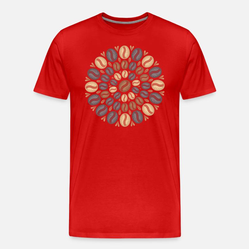 Kaffee Boho Mandala Kaffeebohnen Muster - Männer Premium Bio T-Shirt - Rot