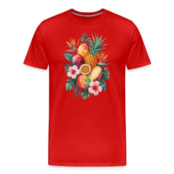 Tropische Frucht Oase mit Hibiskus und - Männer Premium Bio T-Shirt - Rot - Vorne - Damien (186cm)