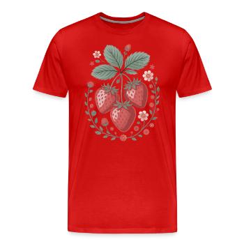 Fraises gaies avec décoration florale - T-shirt bio Premium Homme - rouge - Devant - Damien (186cm)