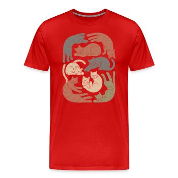 Relaxed Boho Cat Pattern - Men's Premium Organic T-Shirt - red - Front - Damien (186cm)