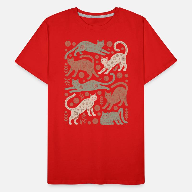 Cats Boho Pattern for Cat Lovers Men's Premium Organic T-Shirt