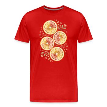 Zitrusfrüchte Mit Blumenmuster - Männer Premium Bio T-Shirt - Rot - Vorne - Damien (186cm)