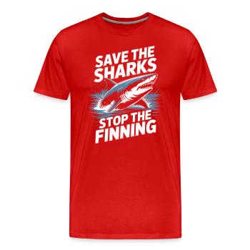 Sauvez les requins, arrêtez l’enlèvement des ailerons - T-shirt bio Premium Homme - rouge - Devant - Damien (186cm)