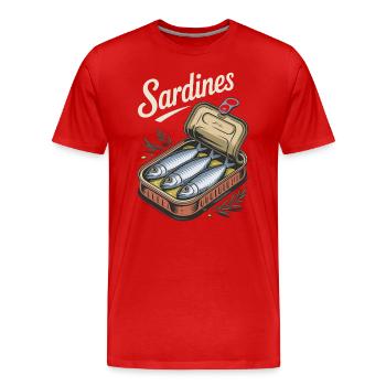 Sardines rétro poisson vintage graphique poisson en conserve - T-shirt bio Premium Homme - rouge - Devant - Damien (186cm)