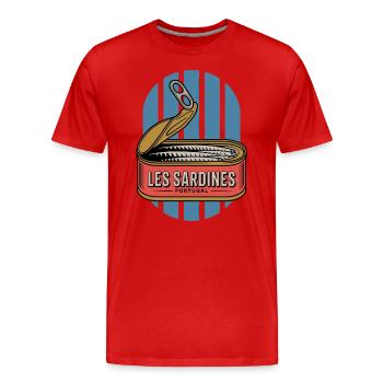 Portugal Sardines Rétro Canettes Illustration - T-shirt bio Premium Homme - rouge - Devant - Damien (186cm)