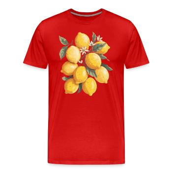 Citrons Illustration Réaliste - T-shirt bio Premium Homme - rouge - Devant - Damien (186cm)