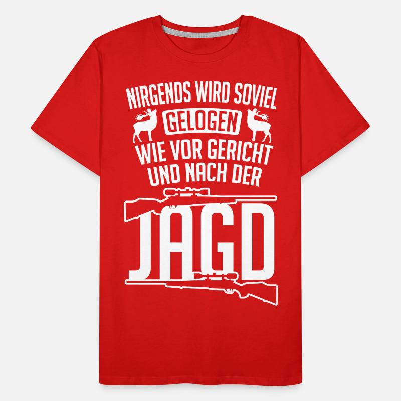 Nirgends wird so viel gelogen wie bei der Jagd Männer Premium Bio T-Shirt