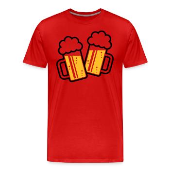 2 chopes de bière grillées, santé ! (chope de bière / 2C) - T-shirt bio Premium Homme - rouge - Devant - Damien (186cm)