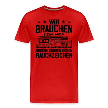 Nous n’avons pas besoin de donner un GPS à nos clients - T-shirt bio Premium Homme - rouge - Devant - Damien (186cm)