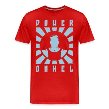 Power Onkel (Poweronkel / Strahlen / White) - Männer Premium Bio T-Shirt - Rot - Vorne - Damien (186cm)
